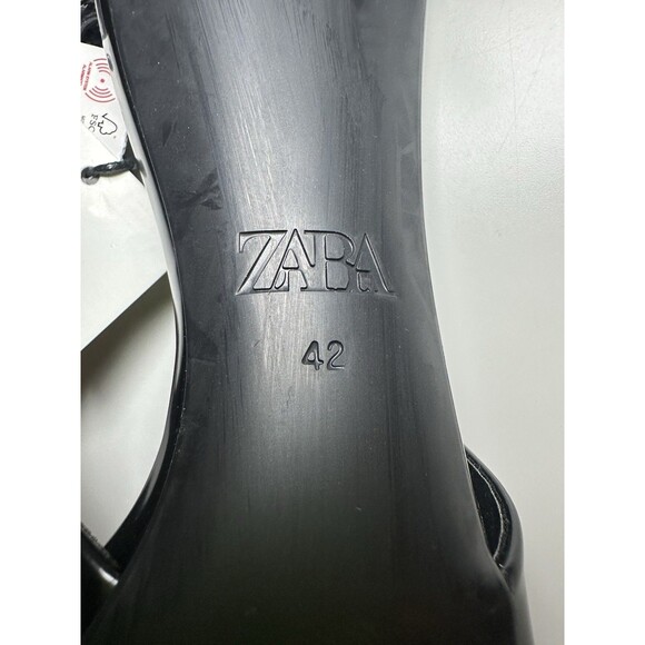 ZARA NEW Black Silver Pointed Toe Kitten Heel Slingback Sandal Women US 11 EU 42 - Picture 8 of 11